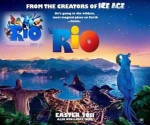 yapboz Rio de Janeiro şehrine hakim güzel manzaralı Rio film posteri,
